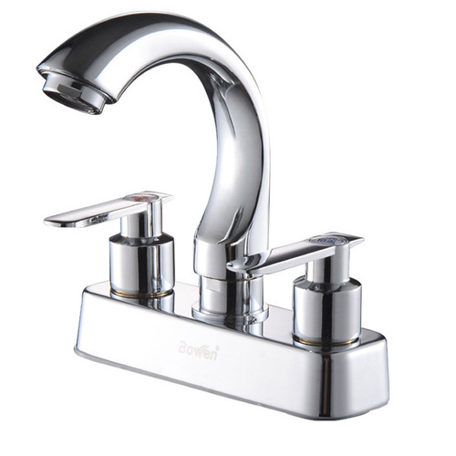 5ZV7 wholesale bathroom double handle two-hole basin faucet hot and cold water copper body double three-hole washbasin faucet