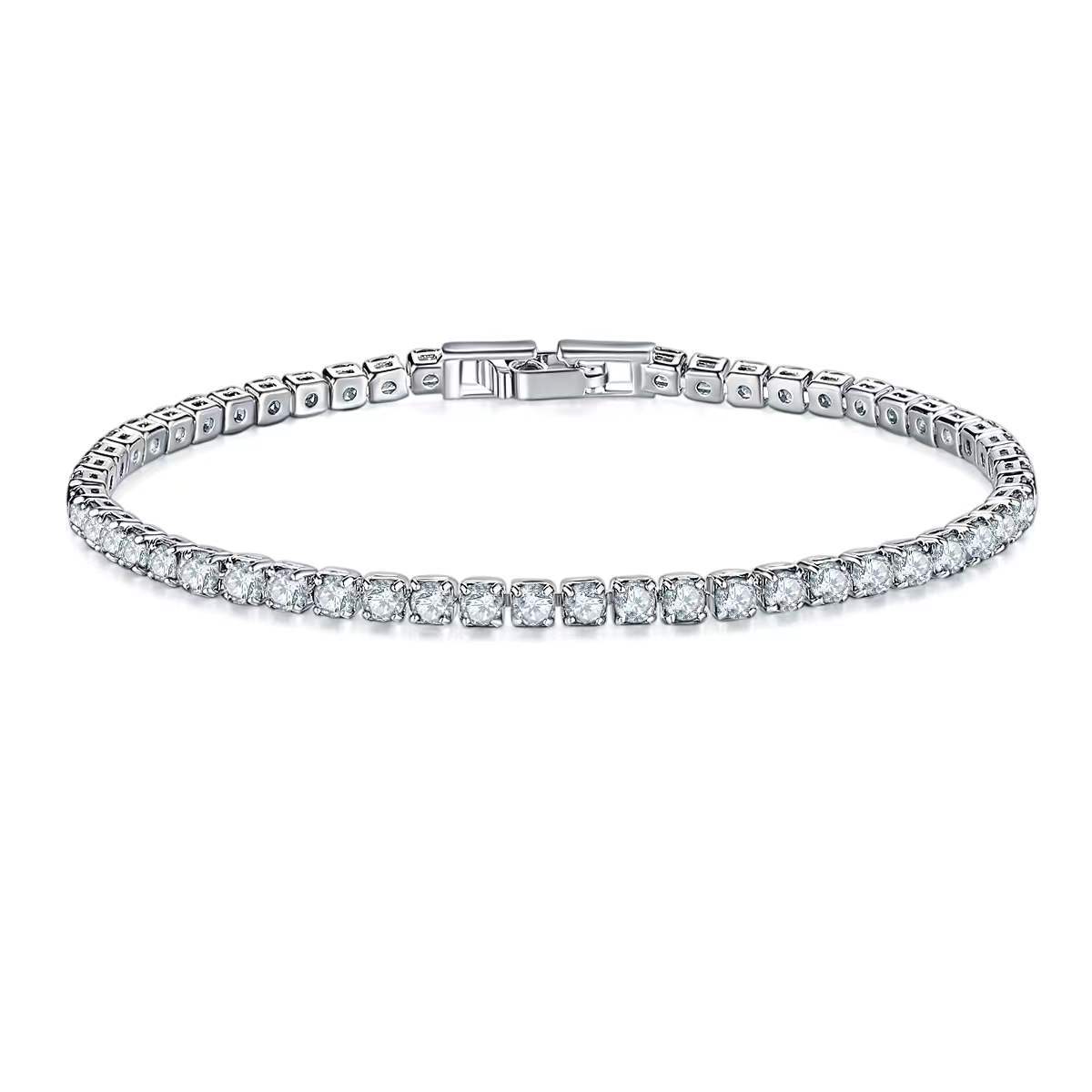 Women's Gender Inlay Design Shiny Round Copper Inlay Zircon Tennis Bracelet