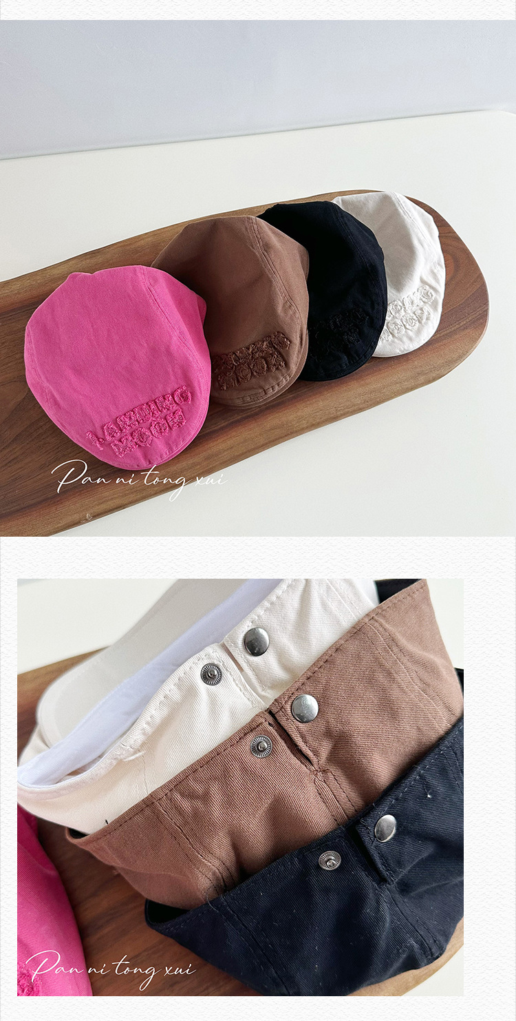 Unisex Parent-child letter Beret hat woman literary vintage Spring and winter wash forward hat solid color painter hat_voghion.com