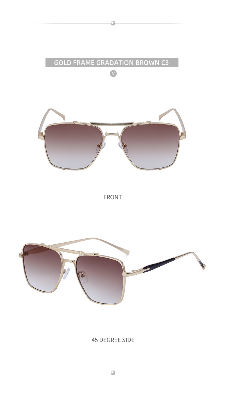 Nouvelles lunettes de soleil rétro simples et polyvalentes pour loisirs, mode européenne et américaine, tendance pour hommes, cyclisme en plein air, lunettes de soleil à double faisceau pour hommes_voghion.com