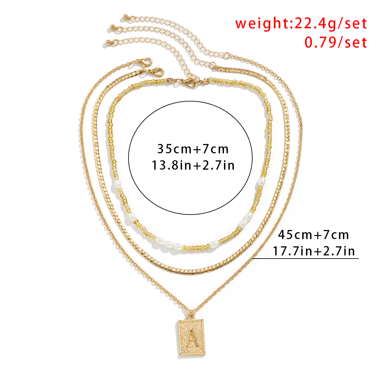 Simple Imitation Pearl Rice Bead Clavicle Snake Bone Chain Metal Letter Tag Necklace Set display picture 1