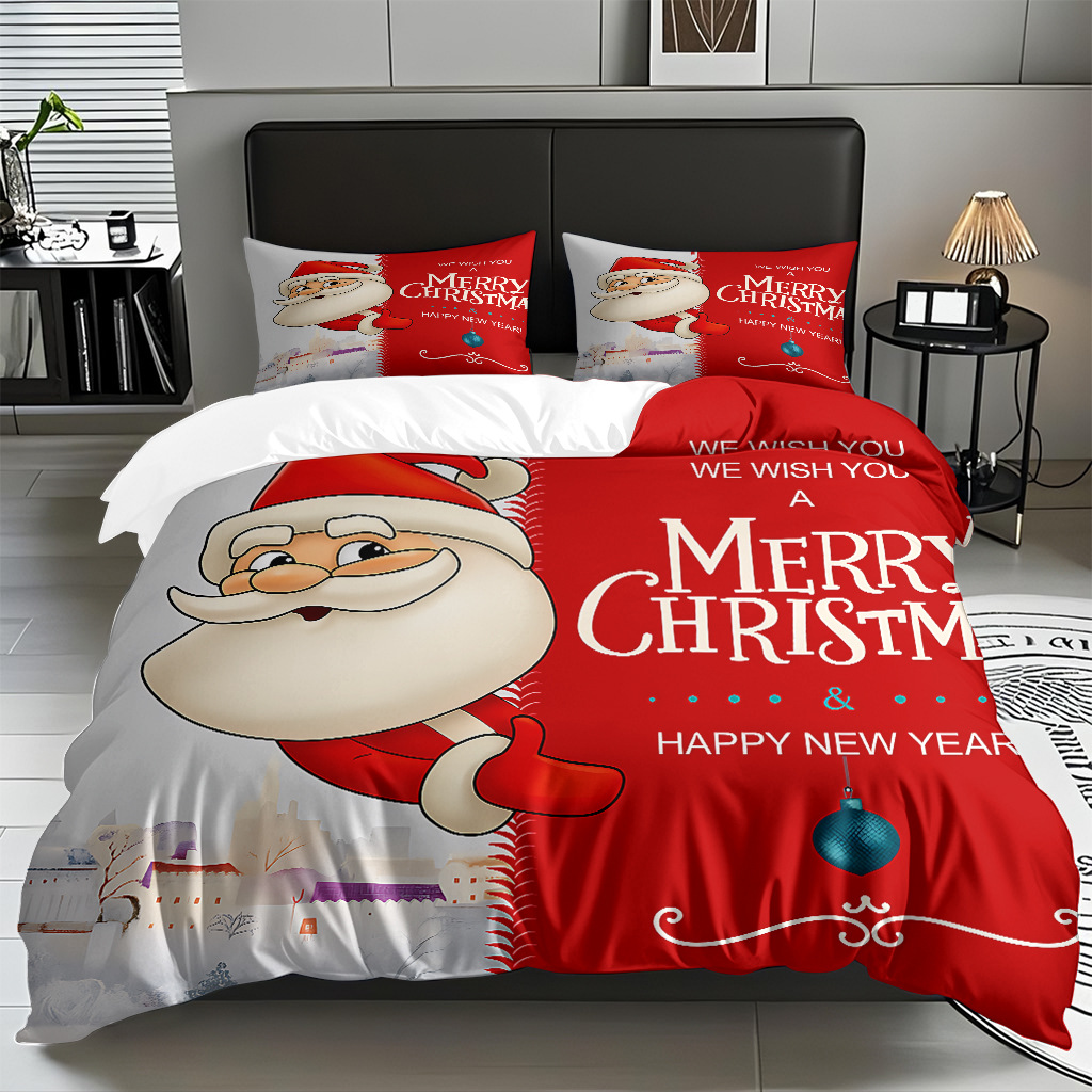 Textiles caseros transfronterizos patrón navideño suave polirido quilt kit de impresión digital HD TEMU / JIT