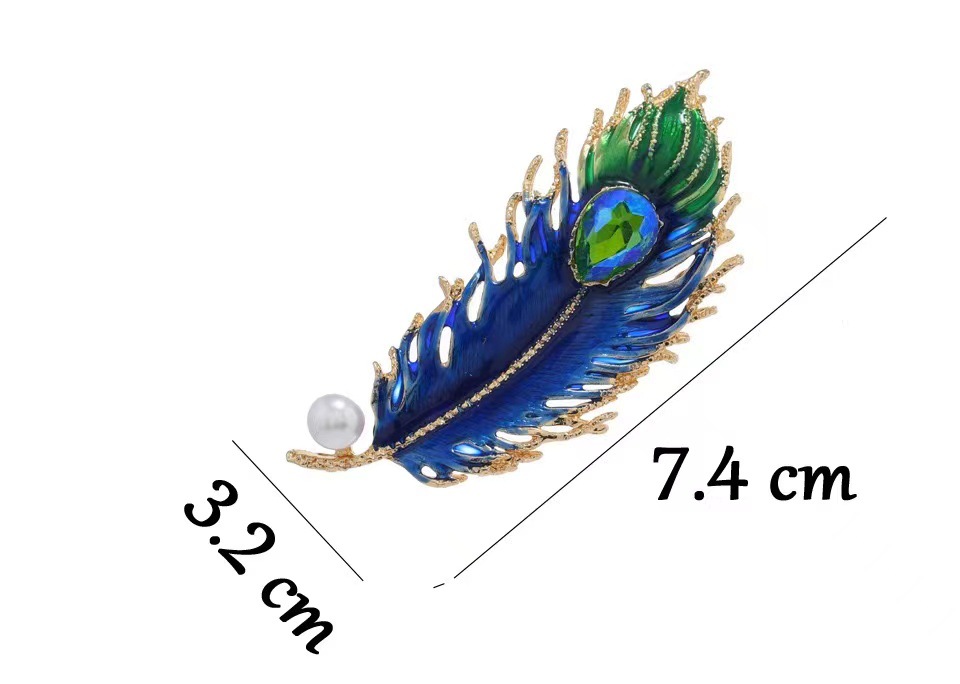 Retro Vintage Style Pin Leaf Peacock Colorful Alloy Feather Zircon Unisex Corsage display picture 6