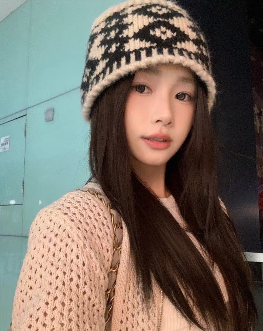 Vintage schwarze Fischermütze mit Karomuster für Damen, Herbst/Winter, gesichtsschlankmachend, vielseitig, für großen Kopfumfang, Strickmütze_voghion.com