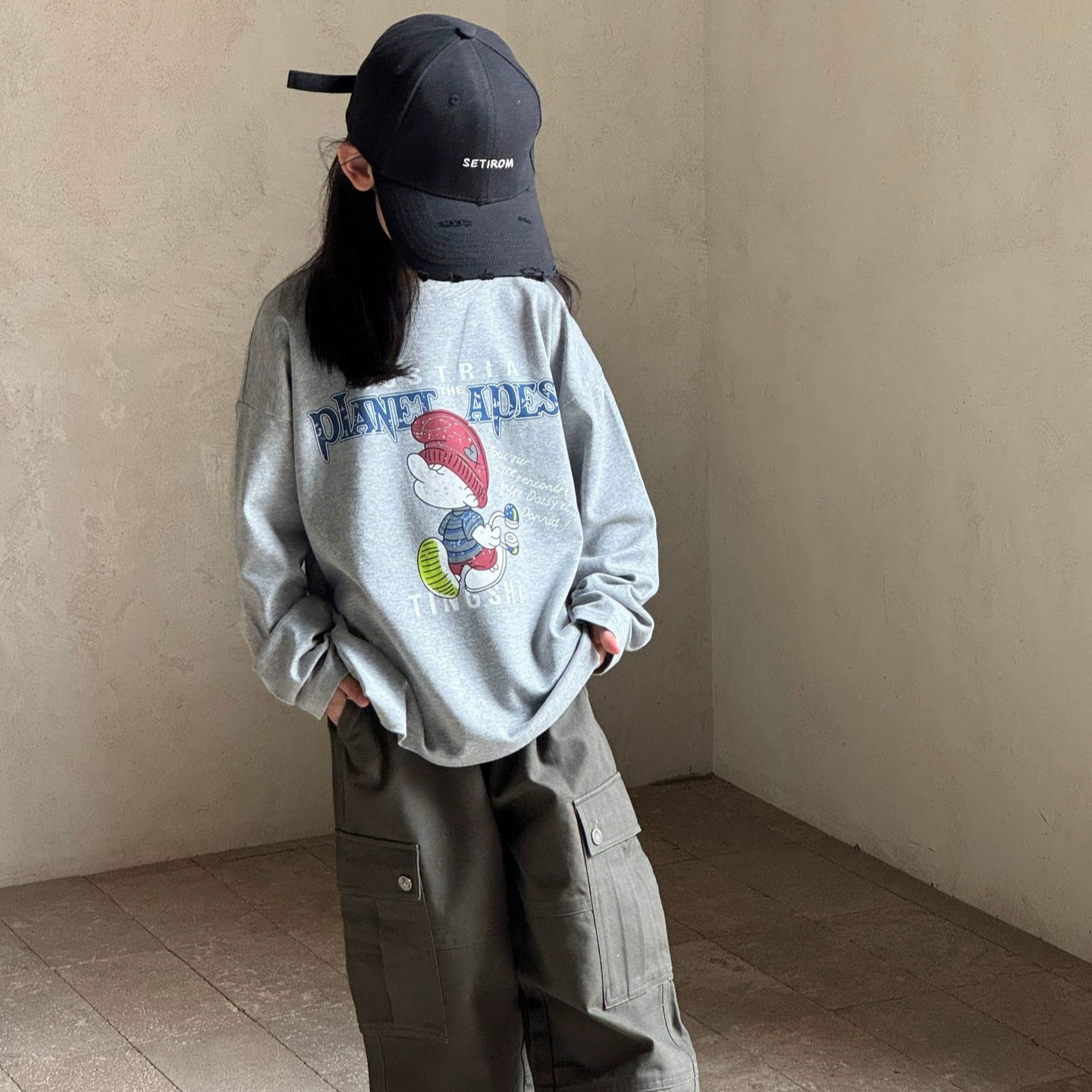  spring cartoon long-sleeve for men and women for leisure, Korean style, children's clothing, for teenagers