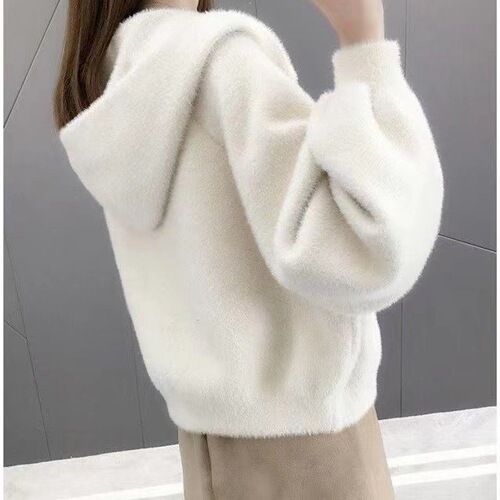 Women's Fashionable Autumn/Winter Korean Version New Versatile and Ethereal Water Fox Faux Fur Long-Sleeve Top Loose Knit Cardigan