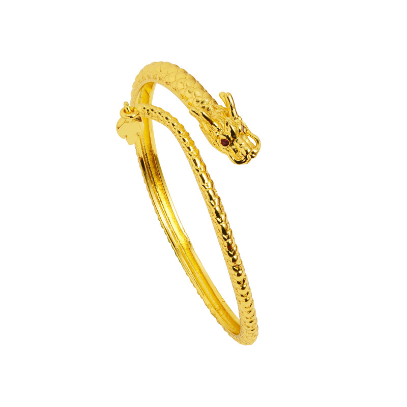 Estilo antiguo oro arena Panlong pulsera abierta tallada Lotus pulsera no se desvanece durante mucho tiempo aleación de cobre nacional moda hombres y mujeres estilo chino