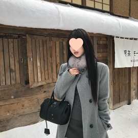 赫本风连衣裙冬款韩系法式双排扣设计气质外套高腰短裙长大衣外套