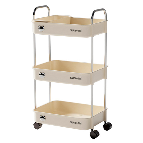 ins cream style storage trolley mobile food delivery car living room hotel high speed rail snacks fruit drink storage