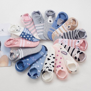 Spring and summer socks women Japanese students cartoon boat Socks ladies breathable skin-friendly three-dimensional ears Women's Boat socks wholesale