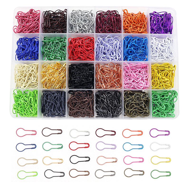 Amazon 24-color gourd-shaped pin 1200 pieces/box colored light bulb pin clothing tag hanging cord safety lock pin