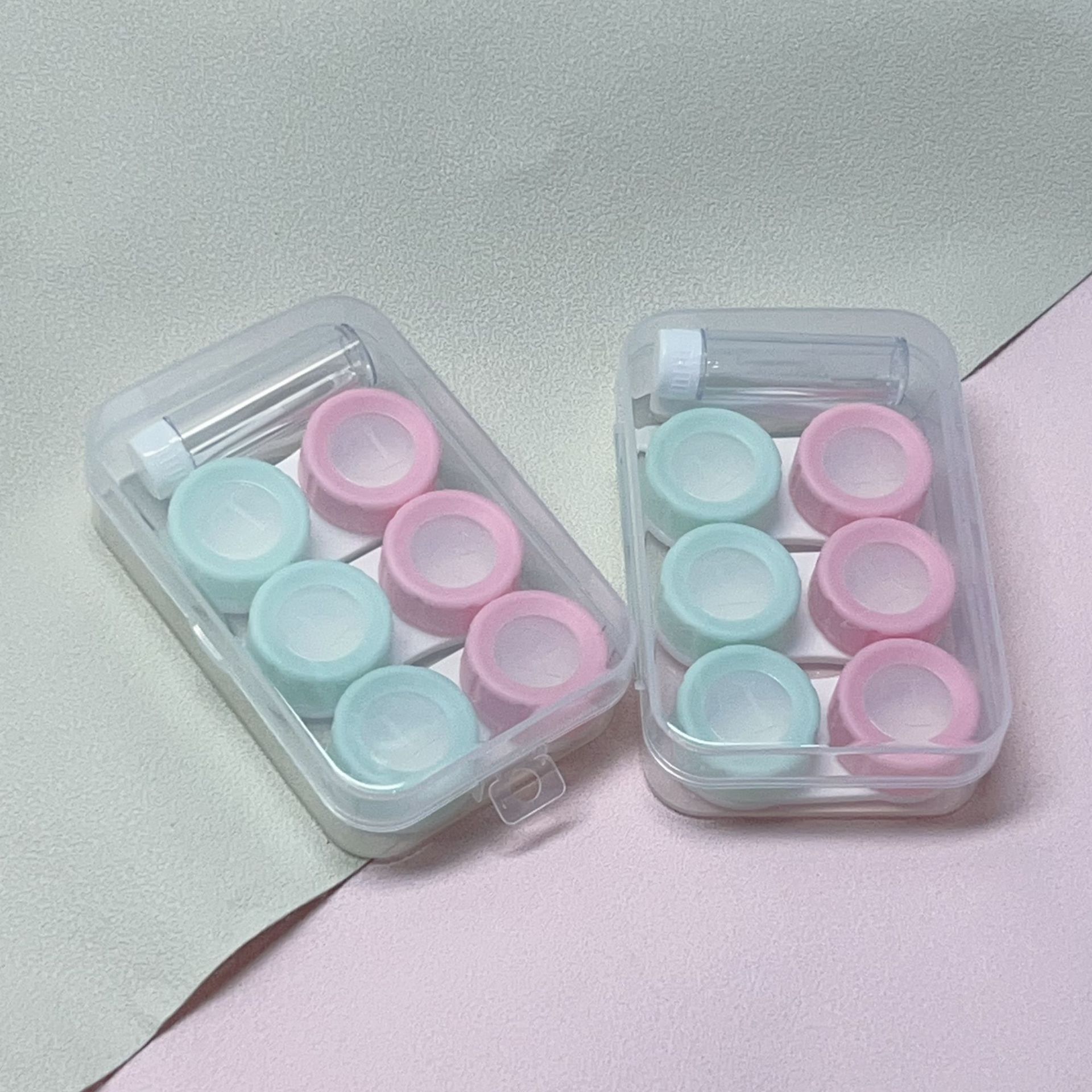 简约隐形眼镜盒便携多付装三副装美瞳盒子双联护理盒T99