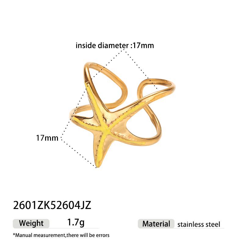 Tina Europa y los Estados Unidos transfronterizos lujo ligero anillo de estrella de mar nicho de diseño de goteo de aceite serie de joyas de mano para mujeres al por mayor