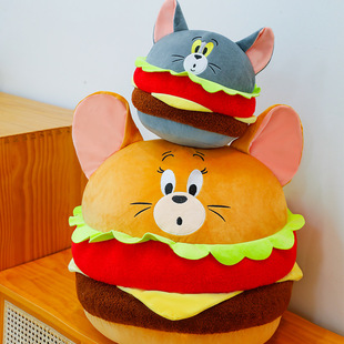 Cat and Mouse Big Hamburger Plush Doll Food Exclusive Creative Ball Toy Ornaments Children Doll Gift
