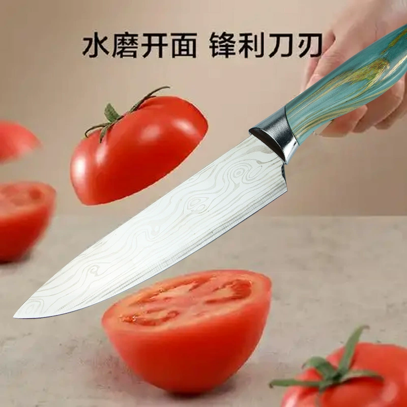 Новый пятишаговый набор кухонных ножей, дамасская сталь, подарочная коробка, кухонный набор ножей для дома