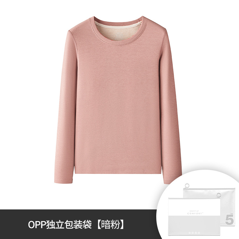 [Contiene seda] Nueva ropa de abrigo de cuello medio alto de lana para mujer transfronteriza de otoño e invierno, color sólido más camisa de fondo grueso de terciopelo