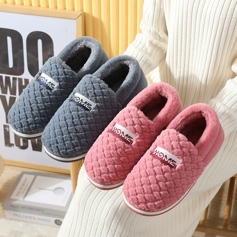 Мужские хлопковые тапочки на осень-зиму, домашние Нескользящие мягкие парные плюшевые теплые домашние женские хлопковые тапочки