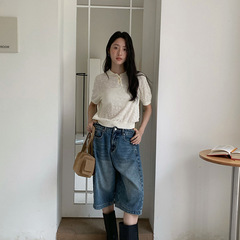 【特价 不退不换】苏奈 简约舒适POLO领25秋通勤穿搭显瘦短袖T恤