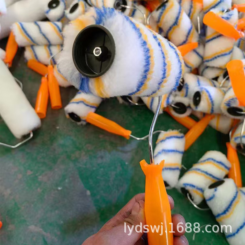 Venta directa de fábrica Herramienta de pintura de 6 pulgadas Rodillo de pintura Cepillo de rodillo de pintura Tornillo Cepillo de rodillo de tira amarilla y azul