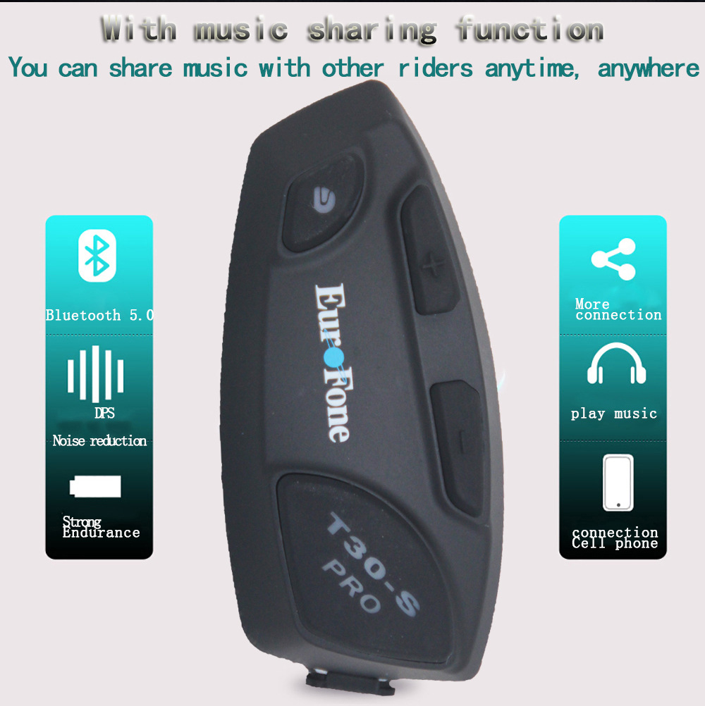 Factory Direct Supply T30S Helmet Bluetooth Headset 32-Person Intelligent Networking Group Intercom Motorcycle Riding Dedicated Cross-Border