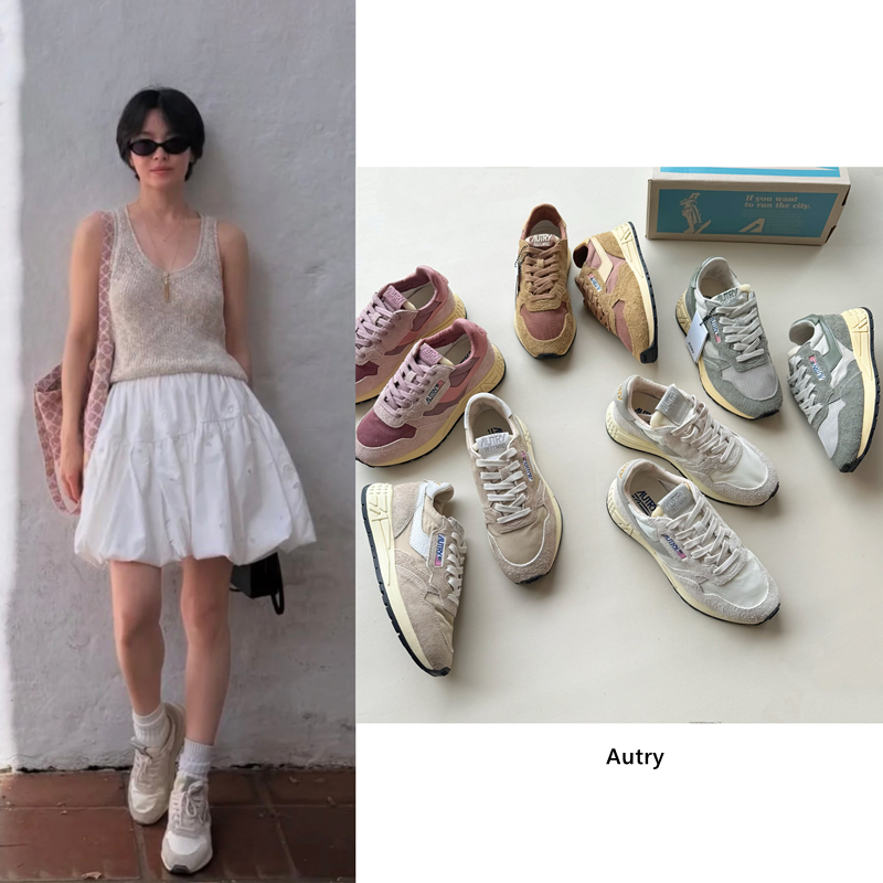 跨境AUTRY宋慧乔杨幂同款早秋麂皮动鞋运动鞋真皮透气系带休闲鞋