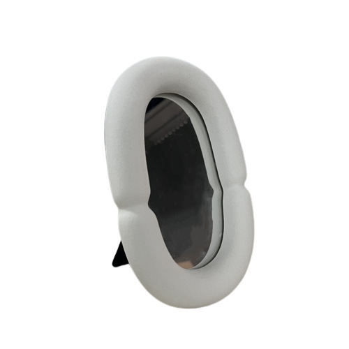 Marshmallow luxury bedroom dresser ceramic flocking Internet celebrity makeup mirror home desktop desktop decorative mirror