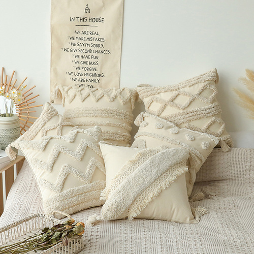 Nordic Shag Throw Pillow Morrocan Sofa Pillow Cover Ins Style Throw Pillow Cushion Bed Pillow Back Support Wholesale