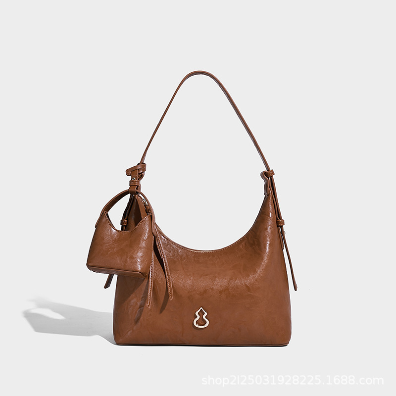 Large-Capacity Half-Peak Jin Yuan Hobo Bag Large Single Shoulder Underarm Bag 2025 Textured Soft Leather Handheld Crossbody Bag