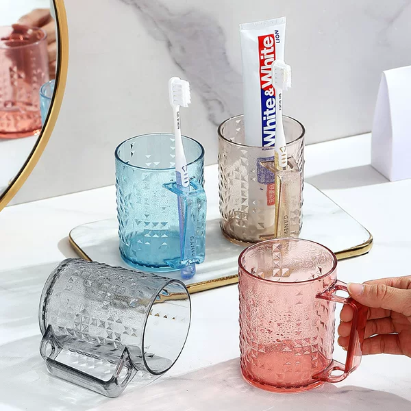 Factory Direct Sales Household Toothbrush and Mouthwash Cup with Handle, Toothpaste and Toothbrush Storage Box, Simple Wash Cup, One-Piece Dropshipping