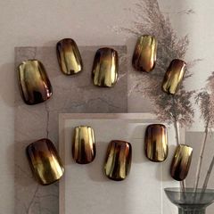 秋冬新款氣質優雅簡約美拉德色系紅酒咖啡純手工光療穿戴甲貼片