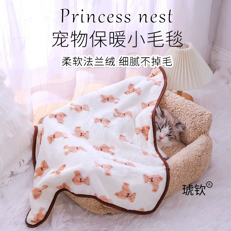 Осенне-зимнее теплое фланелевое одеяло с принтом для домашних животных, одеяло для собаки, лежанка для кошки, коврик для кошки, коралловое бархатное одеяло