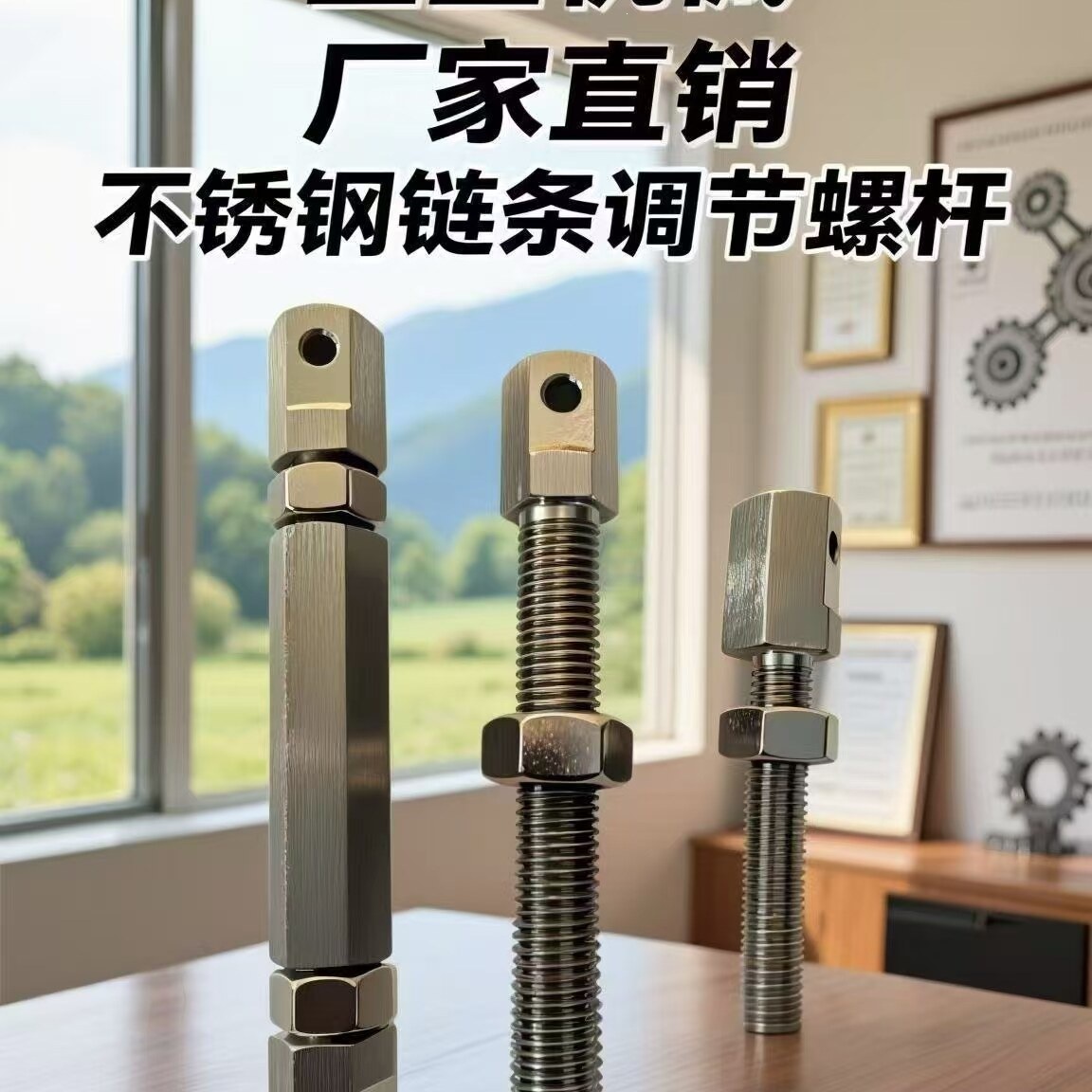 VSR02 RS款滚珠链条单排不锈钢双头调节链条螺杆