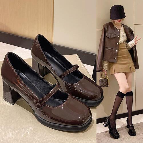 French high-heeled Mary Jane shoes  spring and summer new retro medium thick heel JK single shoes fairy style fashionable high heels