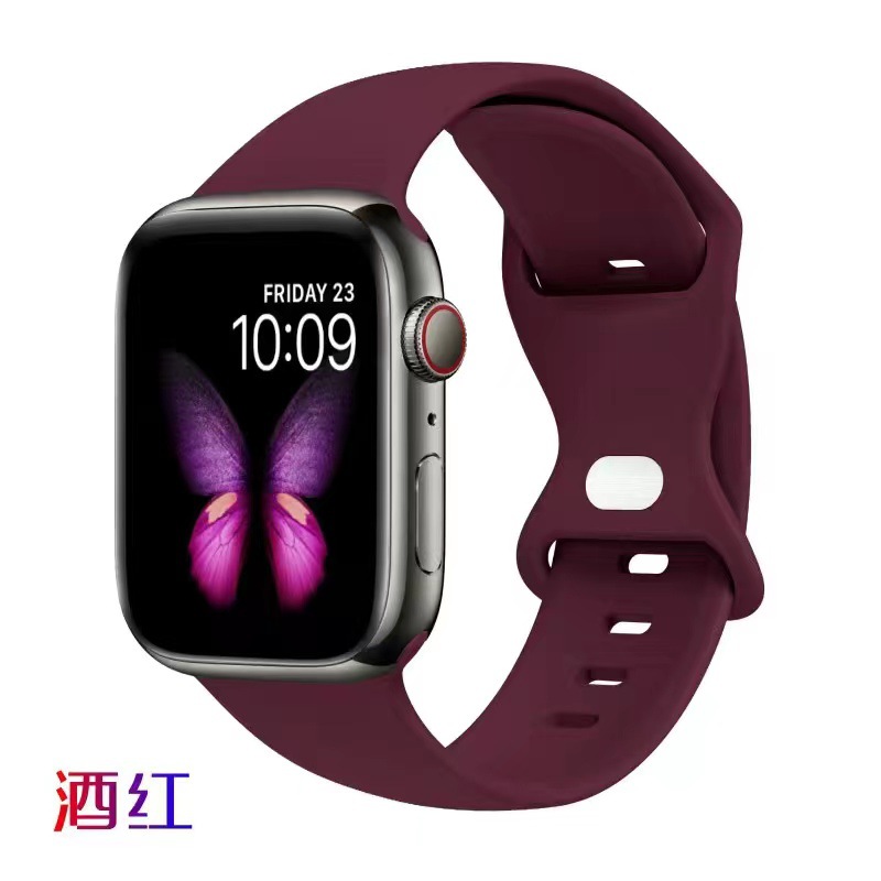 Suitable for iwatch Apple Watch butterfly clasp silicone strap 3/2/1st generation SE strap Apple 6/5/4th generation undefined