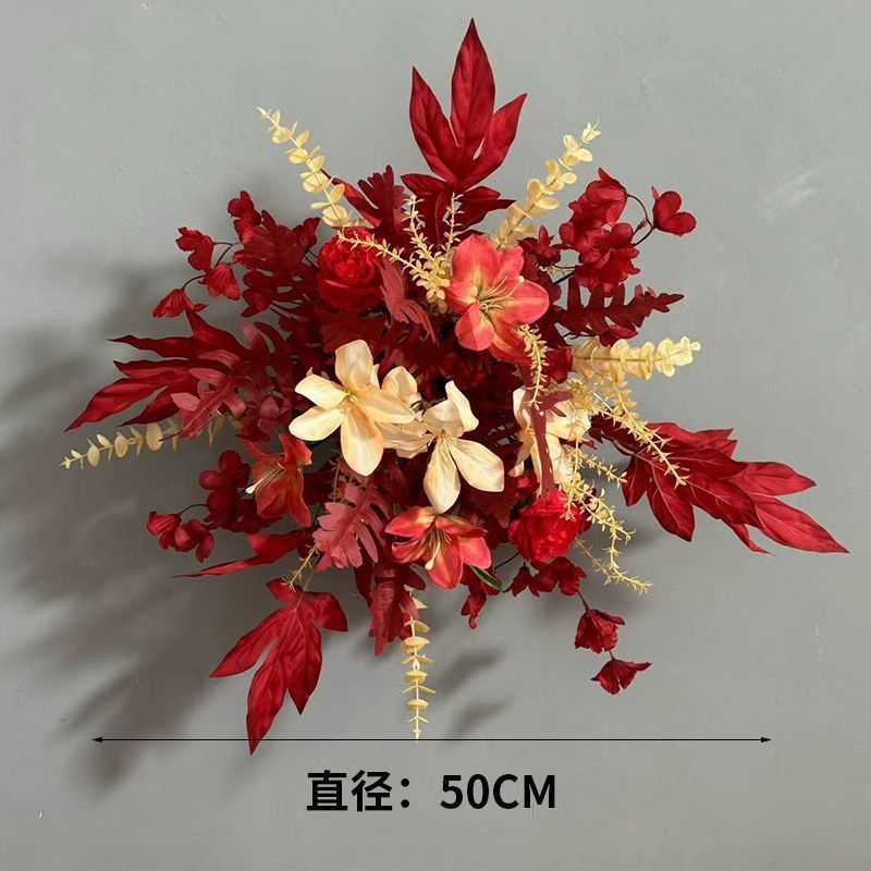 升级大尺寸订婚仿真花排花仿真绢花成品装饰尤加利花排台路婚礼|undefined