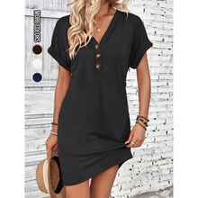 A 13225 V-neck rolled sleeve dress V ���������������ȹ