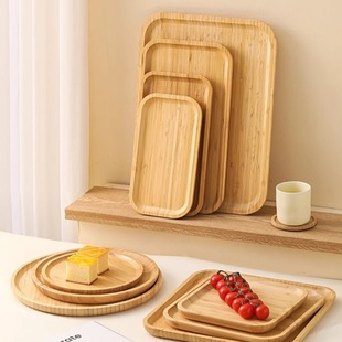Japanese Style Ins Bamboo and Wood Breakfast Plate Afternoon Tea Coffee Dessert Plate Home Hotel Serving Dinner Plate Tray
