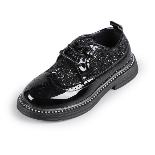 Children's small leather shoes spring and summer new style sequin boys British style soft bottom student performance shoes black fashionable children's shoes