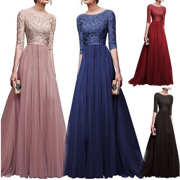 European and American autumn and winter foreign trade new evening dress ebaywish chiffon evening dress