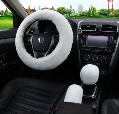 steering wheel cover, Steering wheel cover - pure-white-three-piece-set-38cm