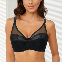 外贸胖mm大码有钢圈薄棉杯文胸欧美风薄款大胸蕾丝大码内衣批发