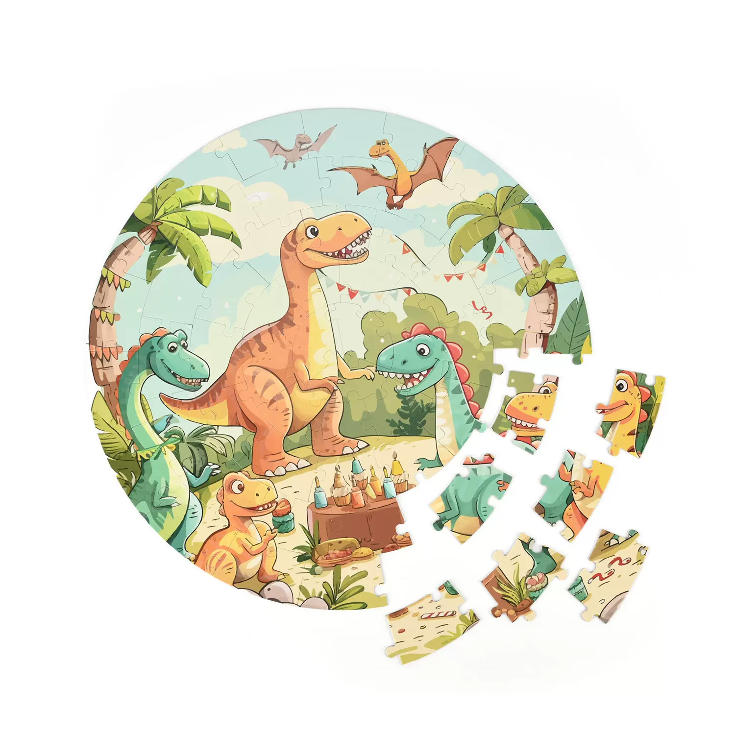 厂家现货定制57片夜光恐龙加厚拼图 卡通益智跨境天地盖盒拼图