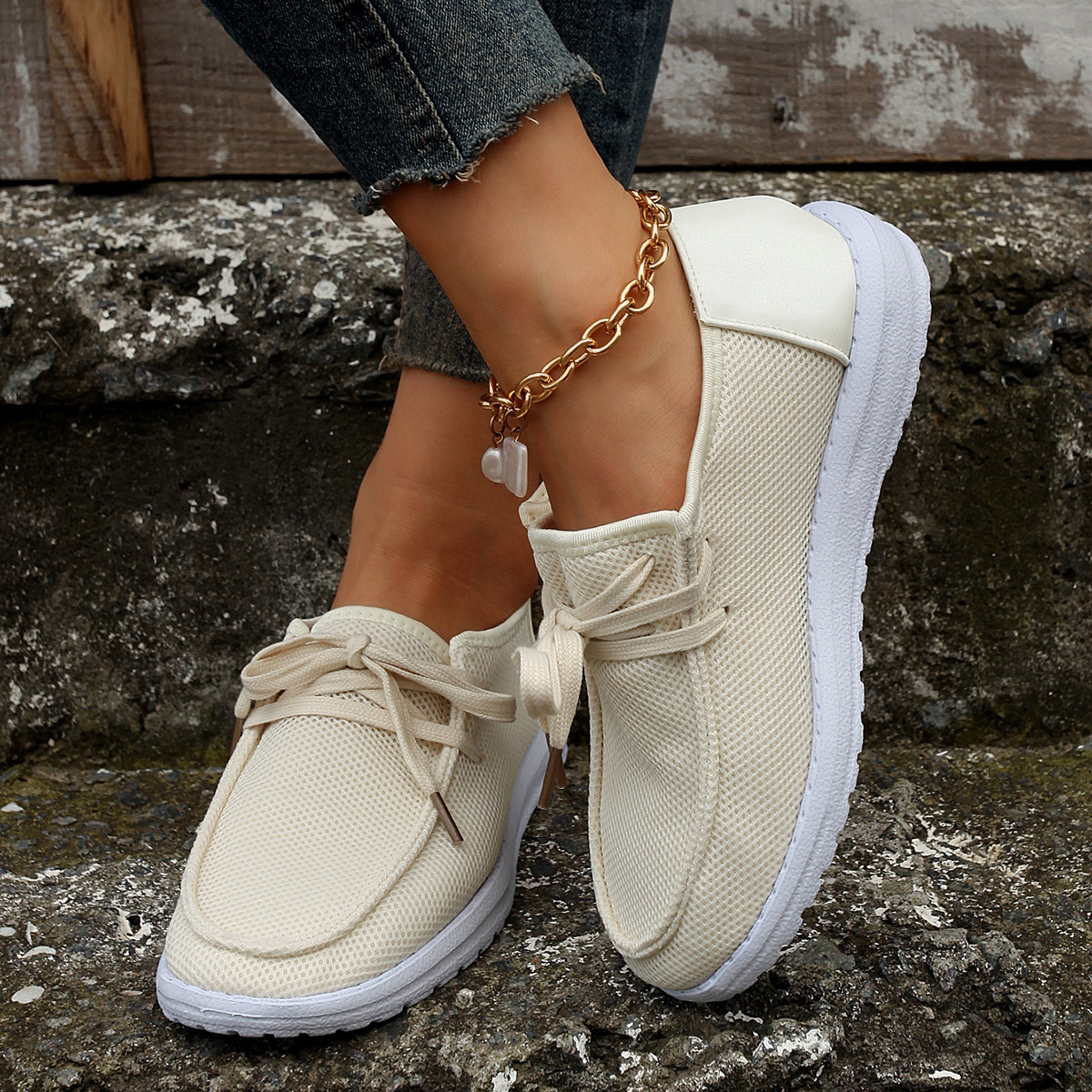 Women's Shoes large size color matching low top shoes flat round head graffiti canvas breathable sneakers _voghion.com