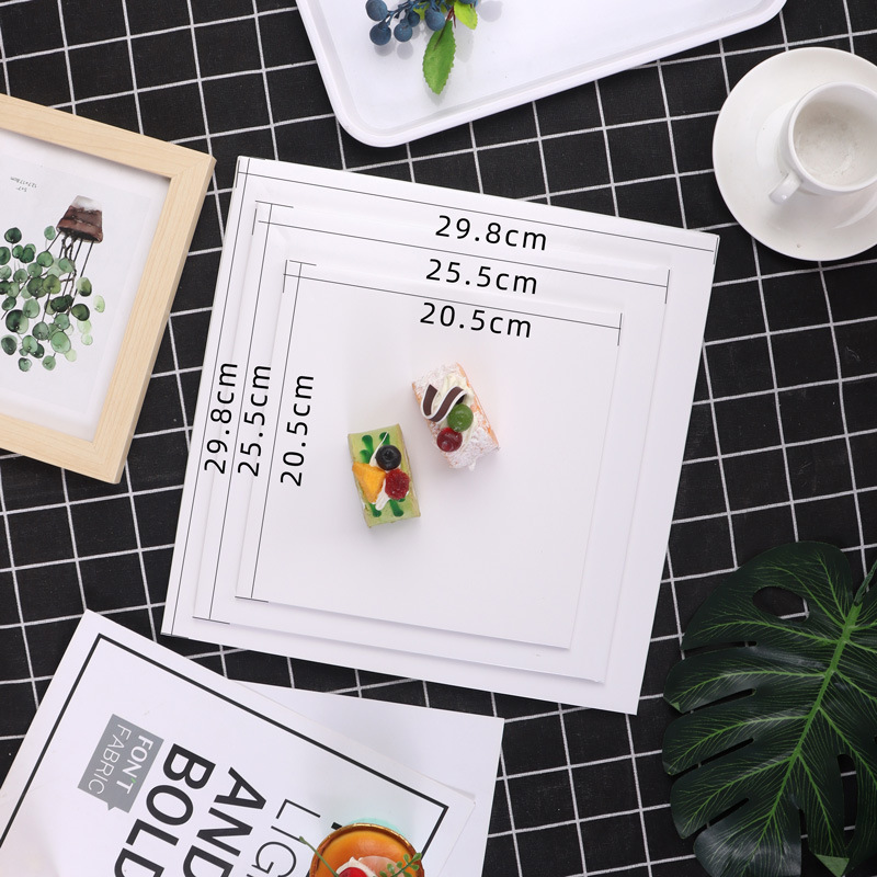 外贸6/8/10/寸白色加厚蛋糕底托方形硬纸垫包边慕斯烘焙托盘