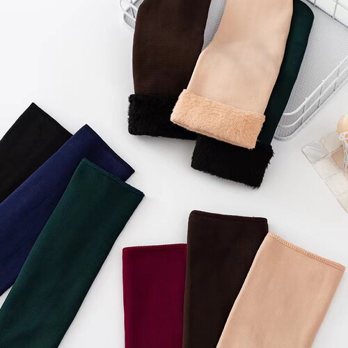 Autumn and winter solid color versatile plus velvet thickening snow socks straight cuffed warm anti-slip mid-length cold-resistant home floor socks