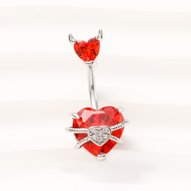 Cross-border Stainless Steel Sweet And Cool Style Spicy Girl Piercing, Little Devil Navel Ring With Zircon, Sexy_voghion.com