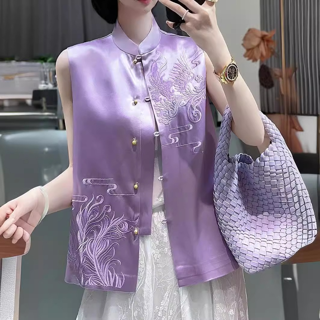 Nuevo estilo chino superior Tang traje hanfu mujeres 2023 nuevo adulto verano cheongsam chaleco estilo chino abrigo image 4