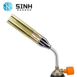 新款2021卡式喷火枪焊枪手动点火双管喷枪铜管钎焊喷头丁烷瓦斯枪