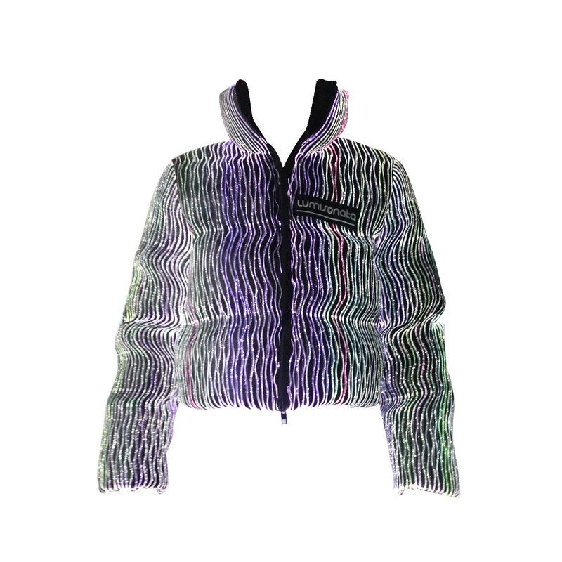 Xiaohongshu Machine-Washable Smart App-Controlled Wave-Pattern down Jacket with Luminous White Duck down and Fiber Optic Lighting