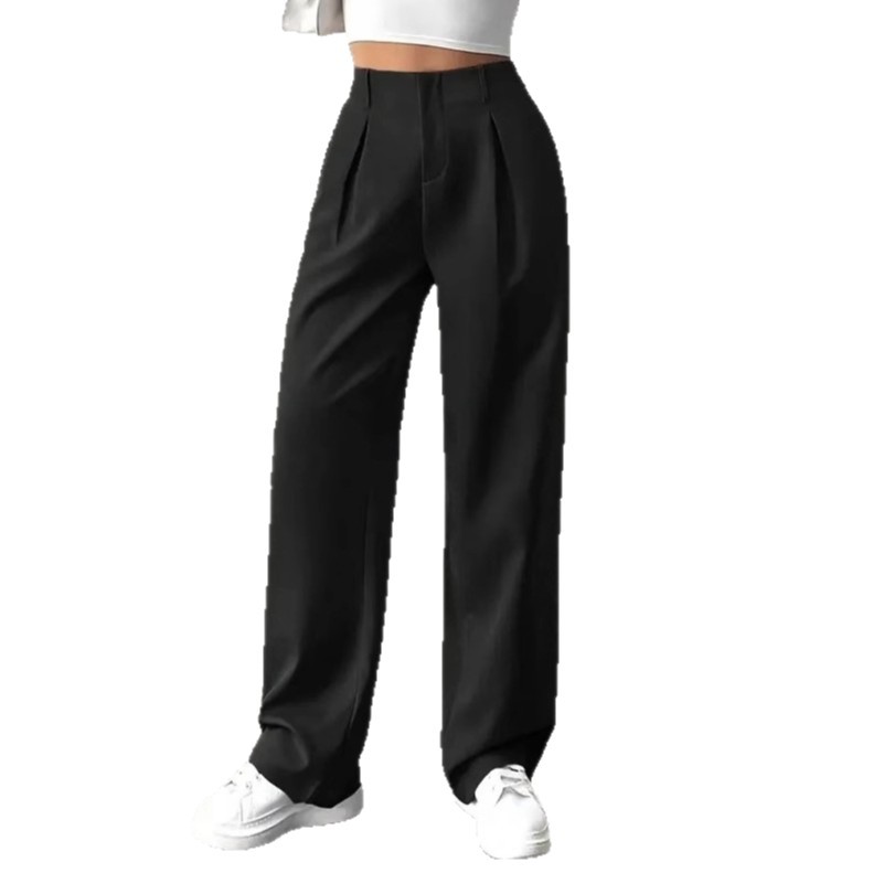 Viajeros transfronterizos europeos y estadounidenses, pantalones anchos casuales de cintura alta delgados, pantalones de traje casuales retro de todo fósforo, pantalones de mujer